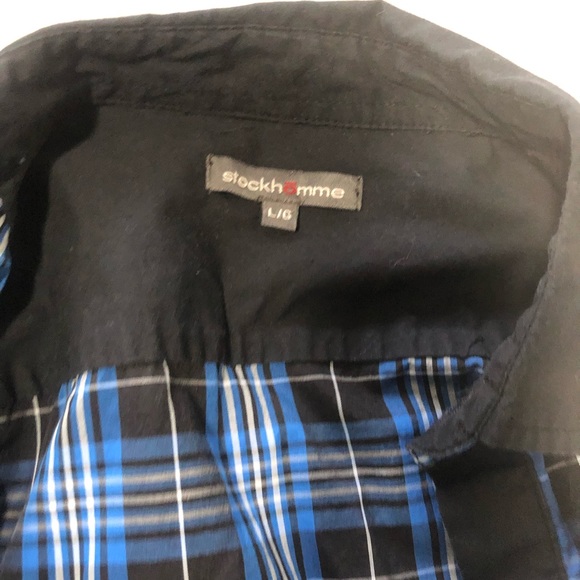 Blue and black checkered collared long sleeve shirt - Picture 4 of 4